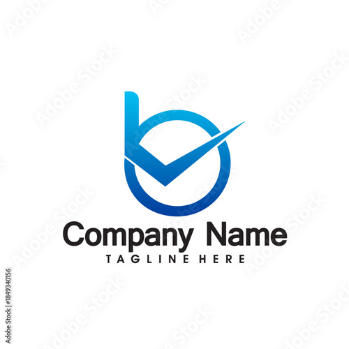 Blue Letter B Logo With Check Mark Inside Circle.