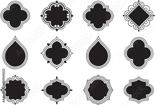 Assortment of Black Decorative Labels and Frames badge