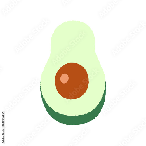 手書き風の単品アイコンイラスト　果物　アボカド