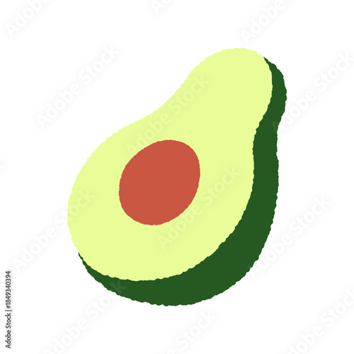 手書き風の単品アイコンイラスト　果物　アボカド