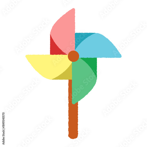 手書き風のシンプルアイコンイラスト　かざぐるま