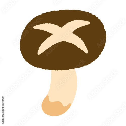 手書き風の単品アイコンイラスト　キノコ　しいたけ