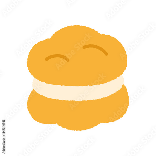 手書き風の単品アイコンイラスト　食べ物　シュークリーム
