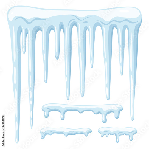 Collection of realistic icicles and snowdrifts.