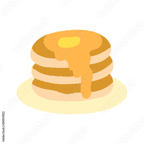 手書き風の単品アイコンイラスト　料理　ホットケーキ
