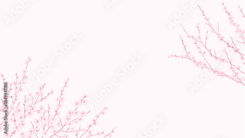 ペンで描いた梅の枝の背景素材