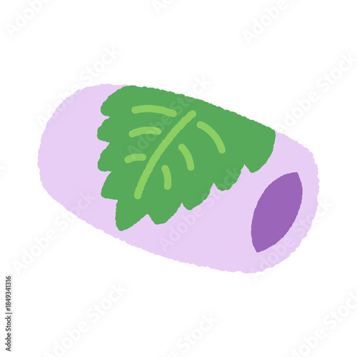 手書き風の単品アイコンイラスト　和菓子　桜餅