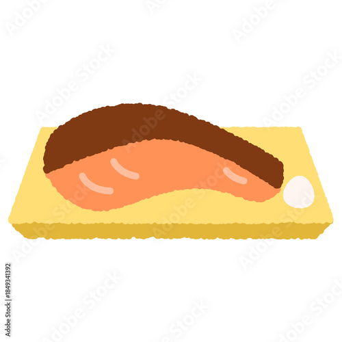 手書き風の単品アイコンイラスト　料理　焼きシャケ