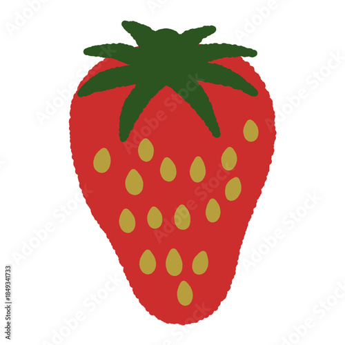 手書き風の単品アイコンイラスト　果物　苺