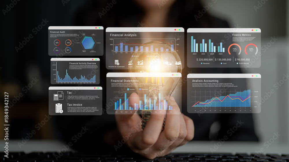 Fototapeta premium Financial dashboard improves data analytics reporting, performance tracking, and strategic decision making Parse