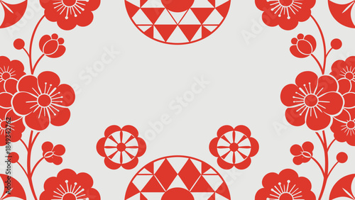Red floral pattern on light background