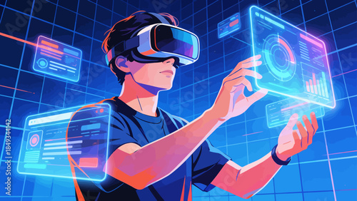 Person using virtual reality headset