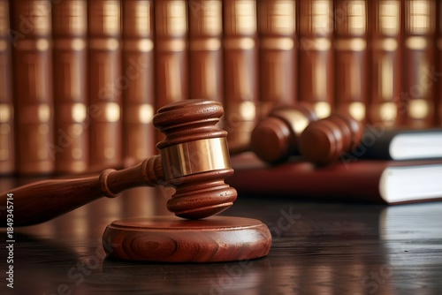 Obraz na płótnie 木製の裁判官の木槌と法廷イメージ