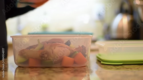 Storing veggie scraps with kitchen prep.