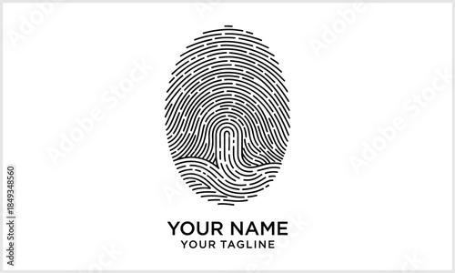 Fingerprint Biometric Identity Security Logo Icon Vector - Personal Data Authentication  Access Cont.