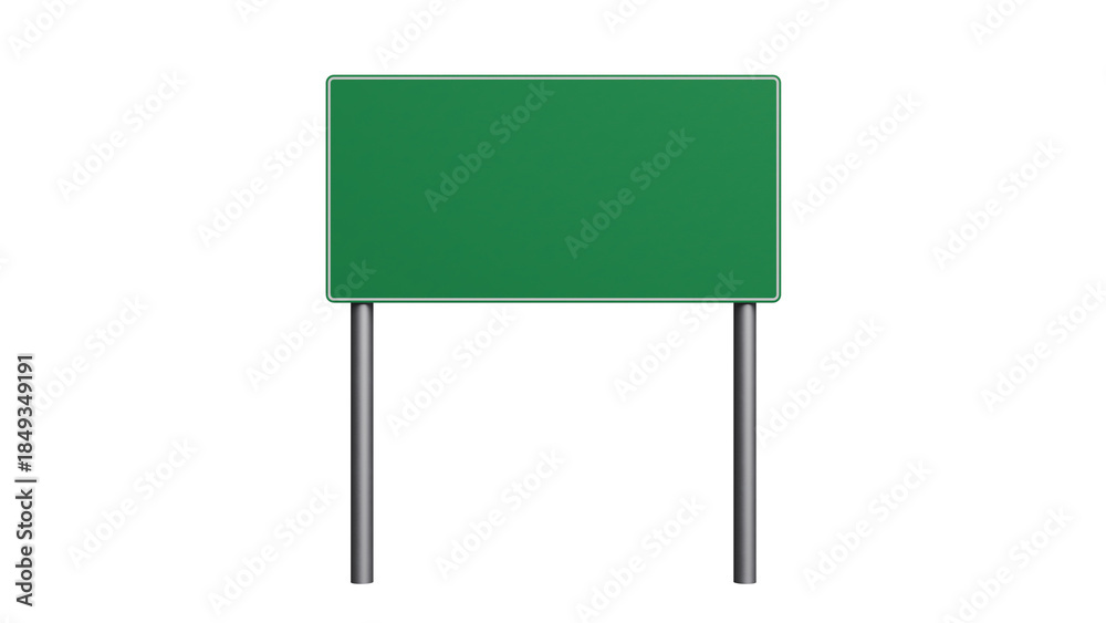 Obraz premium 3D Render Blank Green Road Sign on White background