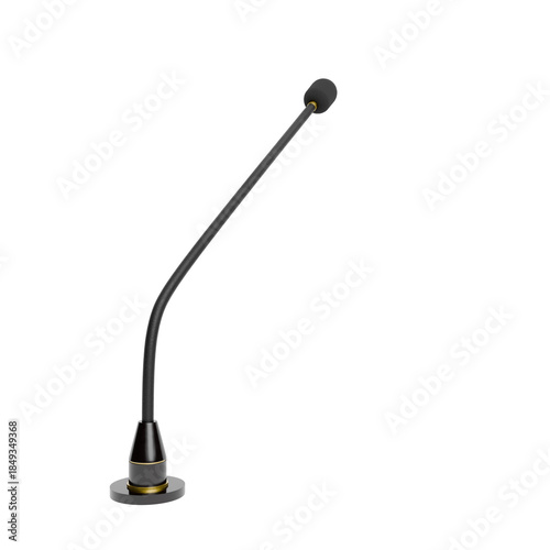 3D Render Black Gooseneck Microphone on Stand