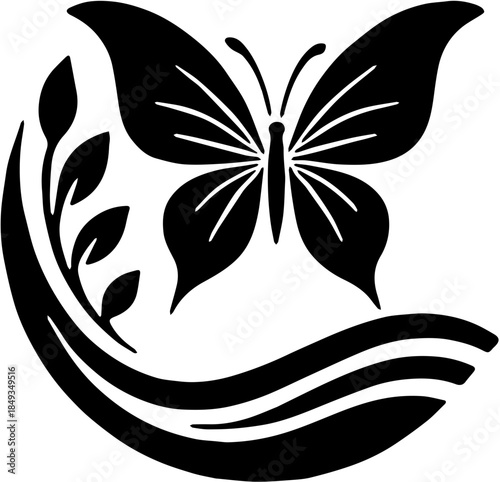 black and white butterfly, silhouette black butterflies on white background. Vector