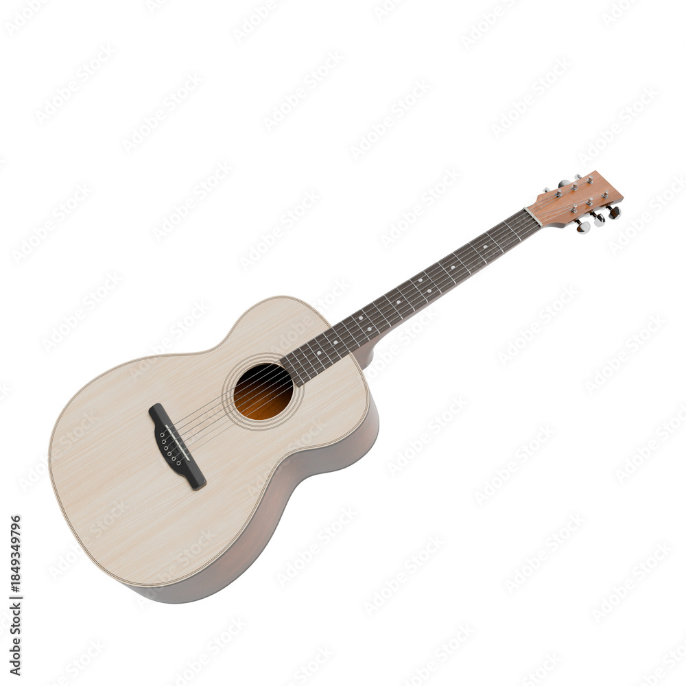 Fototapeta premium 3D Render Acoustic Guitar on White background