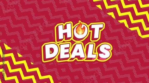 Pop Art Style Hot Deals Banner with Geometric Memphis Pattern