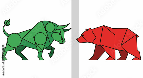 Geometric Bull and Bear Market Symbols.