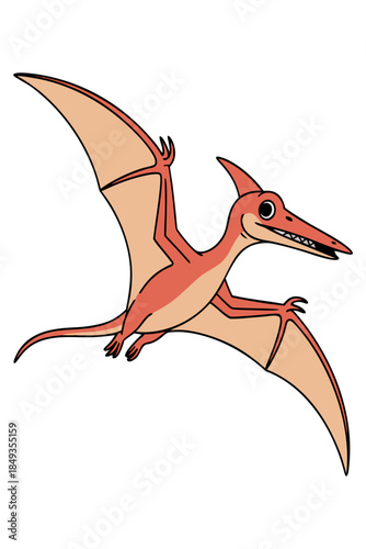 A production-ready flat coloring pastel Orange
drawing of a pteranodon flying