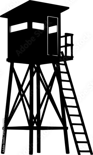 hunting blind with ladder on tower