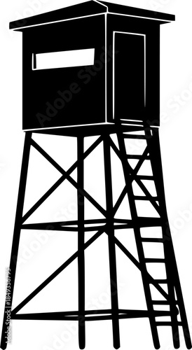 hunting blind with ladder on tower