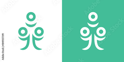 A dual-meaning logo combining human figures into a unified symbol, representing unity, collaboration, and shared purpose in a clean, modern design