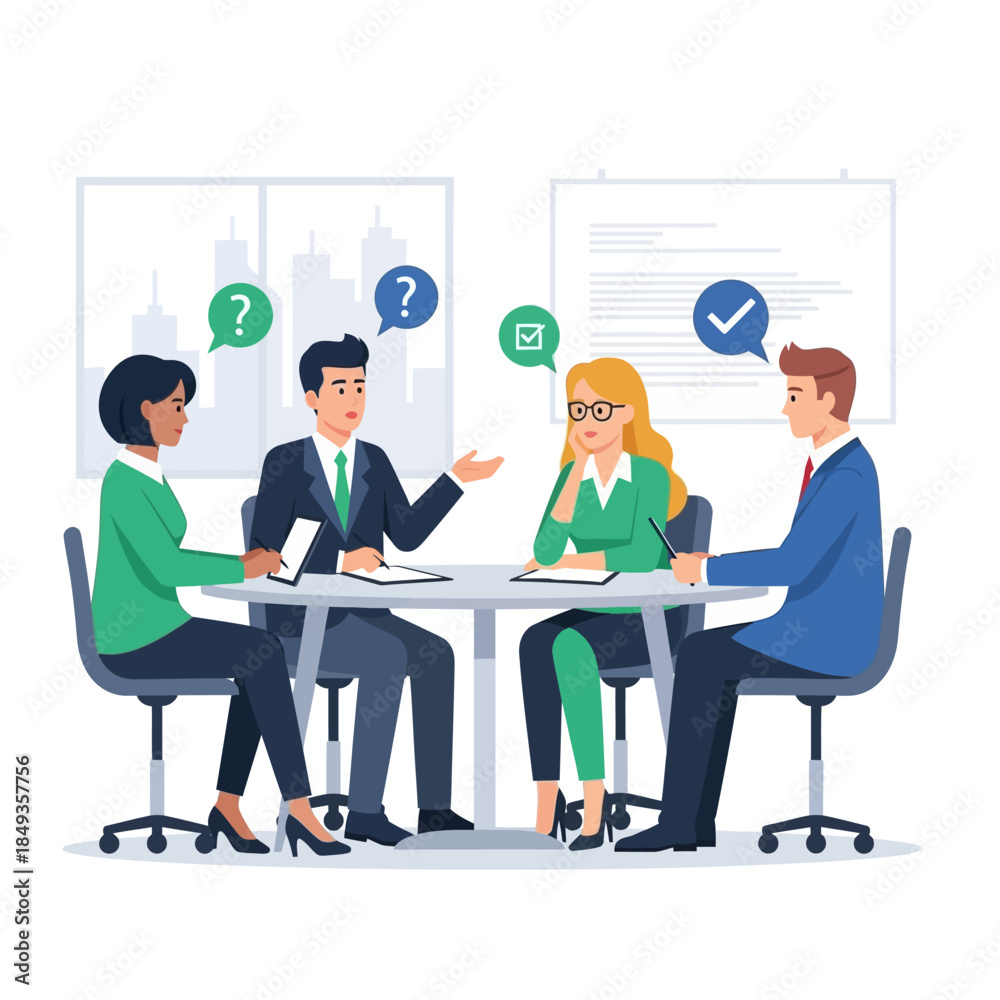 Fototapeta premium Business meeting with diverse team discussing ideas and making decisions.