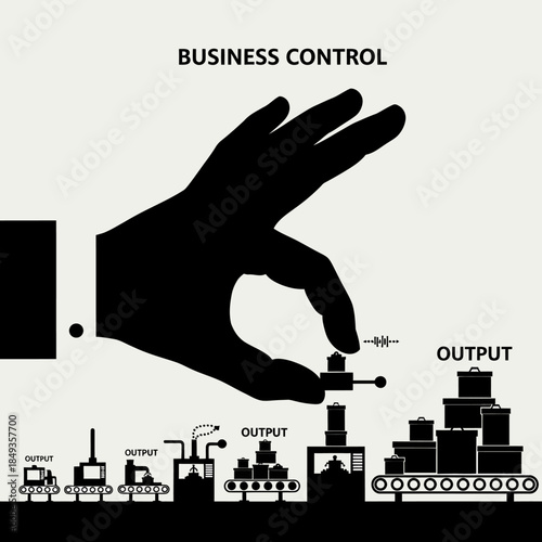 Business Control Hand Manipulating Production Line Output.