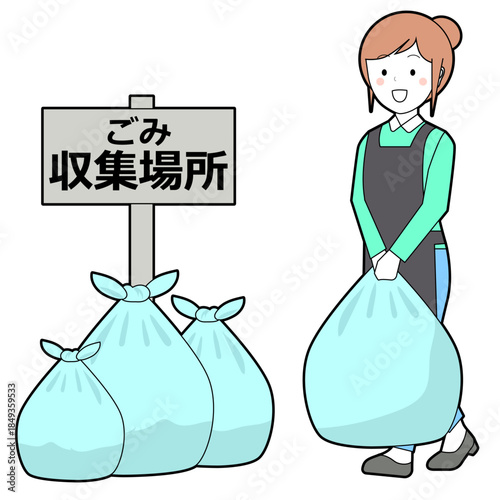 ごみを捨てる女性