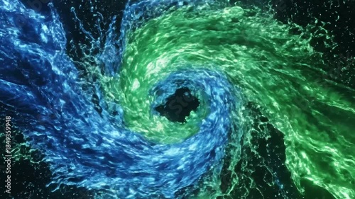 Colorful fluid vortex dissolving into nothingness with glowing fluid currents merging on effect ad_ready green screen fluid dynamics