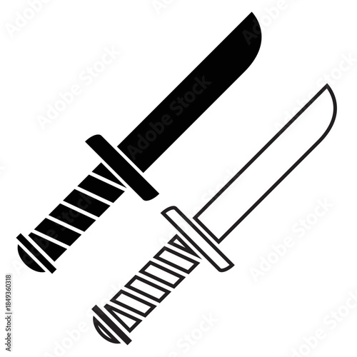 Minimalist Knife Vector Icon with Solid and Hollow Options