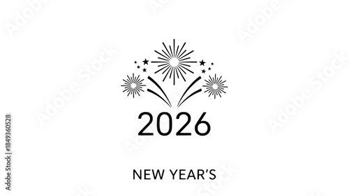 Celebrate 2026 with a festive illustration of bursting fireworks and starry new year's joy