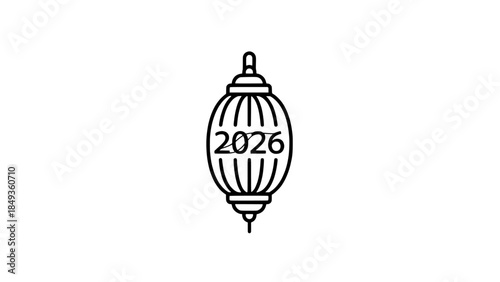 Stylized celebratory lantern illustration marking the new year 2026, perfect for festive events