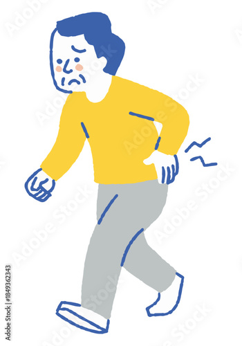 Elderly people enduring back pain_color