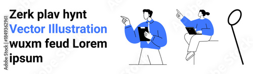 Business teamwork, workplace collaboration, communication tools, data analysis, modern workforce, planning process. Two professionals with devices discussing. Collaboration and workplace