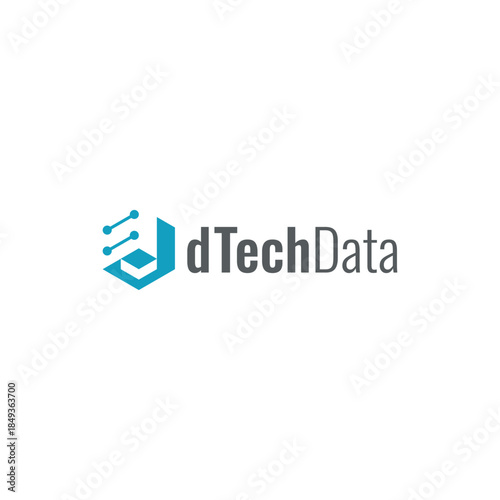 D Tech Data vector design representing digital technology, data systems, and innovation. Letter D combined with tech elements conveys efficiency, connectivity, and modern information solutions.
