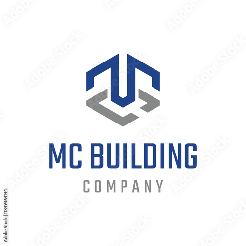 MC Building vector design featuring modern architectural forms that represent stability, growth, and professionalism. Clean geometric style suitable for real estate and corporate identity.