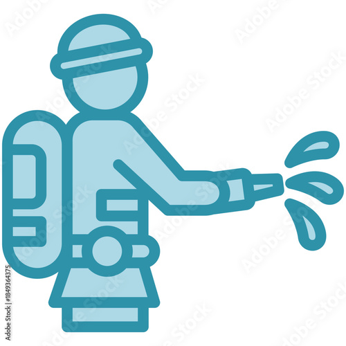 Fireman Dual Tone Icon Mini Illustration, Use For Modern Concept, Print, Ui, Ux Kit, Web And App Development. Vector Related To Firefighter, Rescue And More