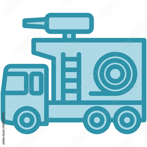 Fire Truck Dual Tone Icon Mini Illustration, Use For Modern Concept, Print, Ui, Ux Kit, Web And App Development. Vector Related To Firefighter, Rescue And More