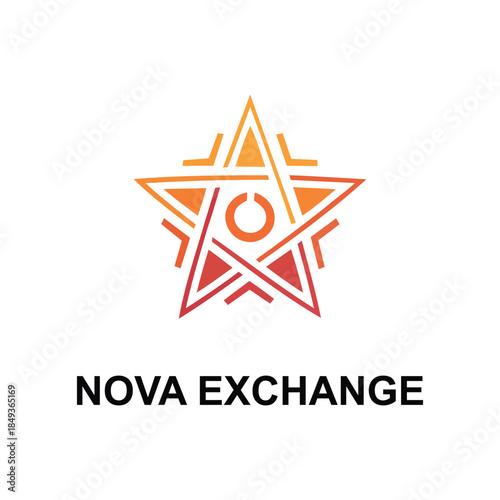 Abstract star logo vector with orange gradient. Geometric exchange icon