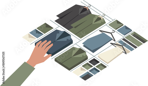 immersive virtual reality shopping experience with touchscreen interface and interactive digital displays on a sleek black background