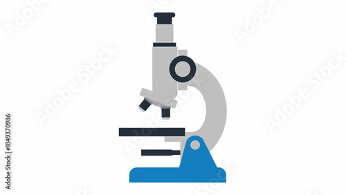 Modern vector graphic of a scientific microscope, crucial for laboratory research, biological studies, and educational exploration of the unseen world
