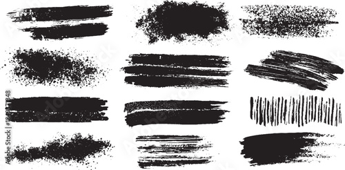 Black and white set of stains, splashes, brush strokes splash, set of watercolor brush strokes, black and white paint stroke  assorted assortment of black grunge brush strokes perfect for textured