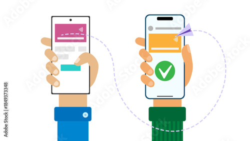 Peer to Peer Mobile Money Transfer and Digital Payment Concept