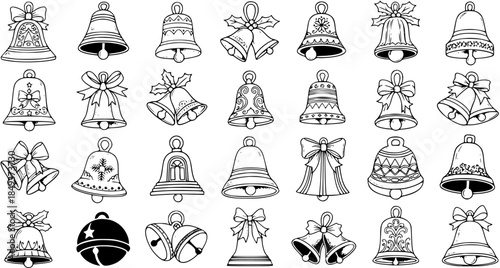 Festive Jingle Bells: A Collection of Hand-Drawn Christmas Ornaments