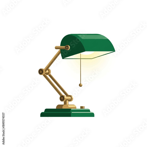 Green and gold desk lamp.
