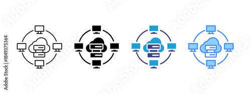 Cloud Database  icon set multiple style collection